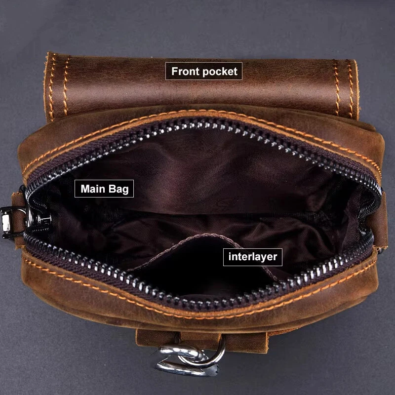(image for) BULLCAPTAIN Genuine Leather Men's Waist Bags Crossbody Bages Multifunctional 7-inch Mobile Phone Practical Bag for Male Casual Shoulder Messenger Bages